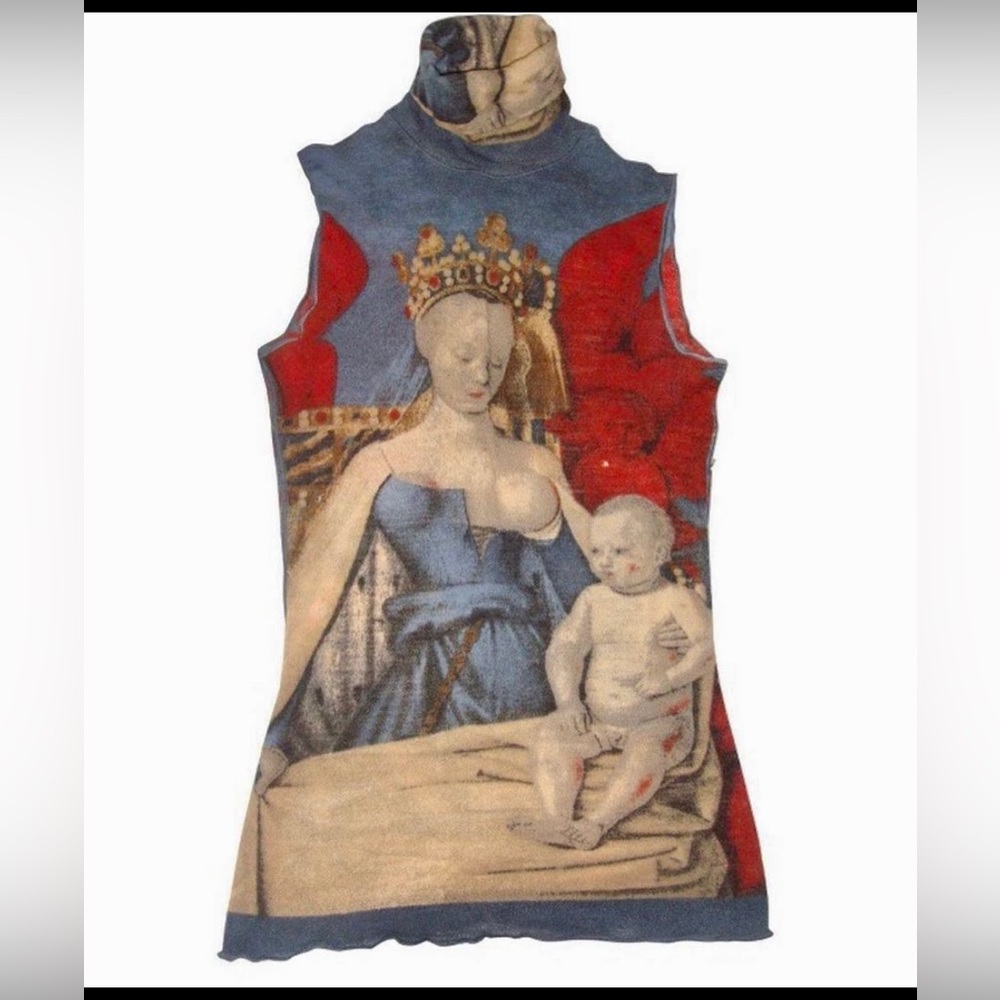 Vintage Jean Paul Gaultier - Fouquet Madonna & Child Print Top